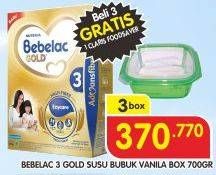 Promo Harga BEBELAC 3 Gold Susu Pertumbuhan Vanila per 3 box 700 gr - Superindo