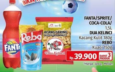 Promo Harga DUA KELINCI Kacang + REBO Kuaci Bunga Matahari + FANTA/COCA COLA/SPRITE   - LotteMart