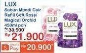 Promo Harga LUX Botanicals Body Wash Soft Rose, Magical Orchid 450 ml - Indomaret