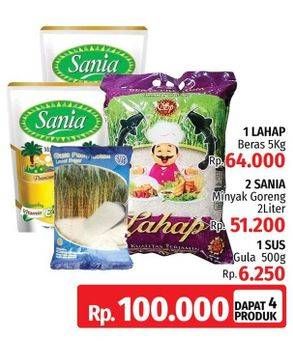 Promo Harga Lahap Beras + 2 Sania Minyak Goreng + SUS Gula  - LotteMart