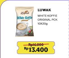 Promo Harga Luwak White Koffie Original per 10 sachet 20 gr - Indomaret