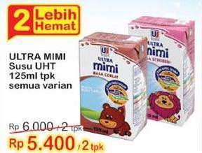 Promo Harga ULTRA MIMI Susu UHT All Variants per 2 pcs 125 ml - Indomaret
