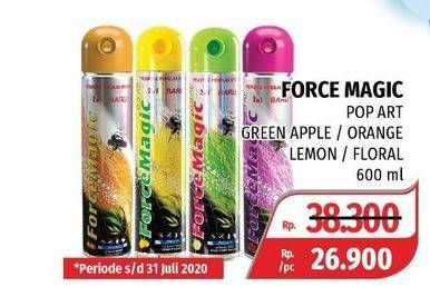 Promo Harga FORCE MAGIC Insektisida Spray Green Apple, Orange, Lemon, Floral 600 ml - Lotte Grosir