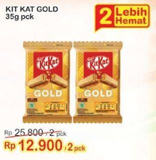 Promo Harga KIT KAT Chocolate 4 Fingers Gold per 2 pcs 35 gr - Indomaret