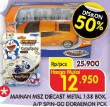 Promo Harga Mainan MSZ Diecast Metal 1:38 Box, A/P SPIN-GO Doraemoni Pck  - Superindo