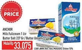 Promo Harga ANCHOR Milk Full Cream 1 ltr / Butter Salted/Unsalted 227gr  - Hypermart