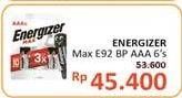 Promo Harga ENERGIZER Battery Alkaline Max AAA E92 6 pcs - Alfamidi