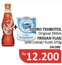 Promo Harga SOSRO Teh Botol 350ml + FRISIAN FLAG Kental Manis Coklat/ Putih 370gr  - Alfamidi
