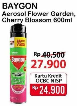 Promo Harga BAYGON Insektisida Spray Cherry Blossom, Flower Garden 600 ml - Alfamart