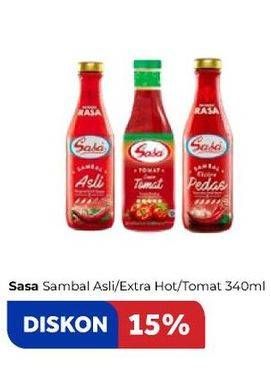 Promo Harga SASA Sambal Asli/ Extra Hot/ Tomat 340 mL  - Carrefour