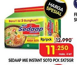 Promo Harga SEDAAP Mie Kuah Soto per 5 pcs 75 gr - Superindo