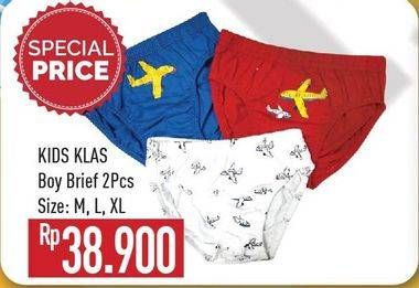 Promo Harga KIDS KLAS Boy Brief M, L, XL 2 pcs - Hypermart
