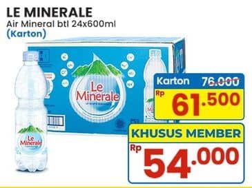 Promo Harga Le Minerale Air Mineral per 24 botol 600 ml - Indomaret