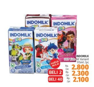 Promo Harga INDOMILK Susu UHT Kids Stroberi, Vanila 115 ml - LotteMart