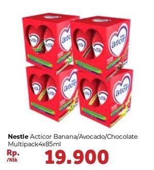 Promo Harga NESTLE Acticor Banana, Avocado, Chocolate per 4 botol 85 ml - Carrefour