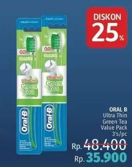 Promo Harga ORAL B Toothbrush Ultra Thin Green Tea 3 pcs - LotteMart