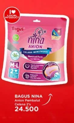 Promo Harga Bagus Nina Anion Celana Menstruasi M-L 2 pcs - Watsons