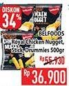 Promo Harga Belfoods Royal Nugget Chicken Nugget Stick, Chicken Nugget S, Chicken Nugget Drummies 500 gr - Hypermart