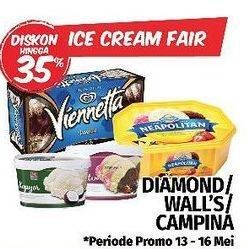 Promo Harga DIAMOND/WALLS/CAMPINA Ice Cream   - LotteMart