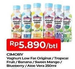 Promo Harga CIMORY Yogurt Drink Low Fat Original, Tropical Fruit, Banana, Strawberry Mango, Blueberry, Aloe Vera 250 ml - TIP TOP