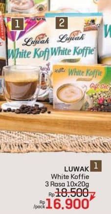 Promo Harga Luwak White Koffie 3 Rasa per 10 sachet 20 gr - LotteMart