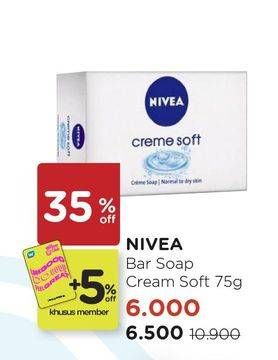 Promo Harga NIVEA Bar Soap Creme Soft 75 gr - Watsons