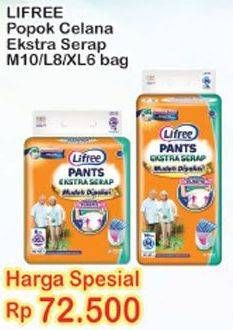 Promo Harga Lifree Popok Celana Ekstra Serap M10, L8, XL6  - Indomaret