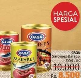 Promo Harga GAGA Sardines Sambal Balado 155 gr - LotteMart