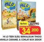 Promo Harga HILO Teen Vanilla Caramel, Chocolate 250 gr - Superindo