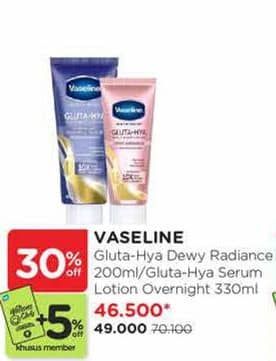 Promo Harga Vaseline Healthy Bright Gluta-Hya Lotion Dewy Radiance, Overnight Radiance 330 ml - Watsons