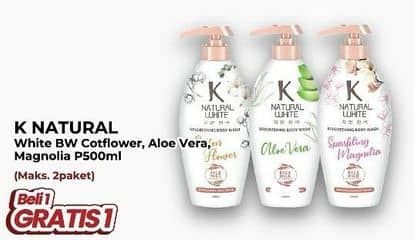 Promo Harga K Natural White Body Wash Cotton Flower, Aloe Vera, Sparkling Magnolia 500 ml - Yogya