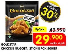 Promo Harga GOLDSTAR Chicken Nugget Stickie Cheese 500 gr - Superindo