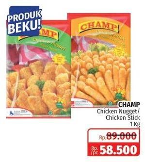 Promo Harga CHAMP Nugget Chicken Nugget, Chicken Stick 1000 gr - Lotte Grosir