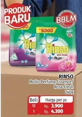 Promo Harga RINSO Molto Ultra Detergent Bubuk Perfume Essence, Rose Fresh 240 gr - Lotte Grosir