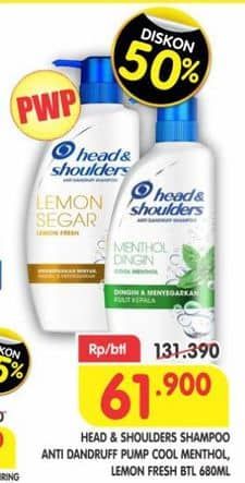 Promo Harga Head & Shoulders Shampoo Lemon Fresh, Cool Menthol 680 ml - Superindo