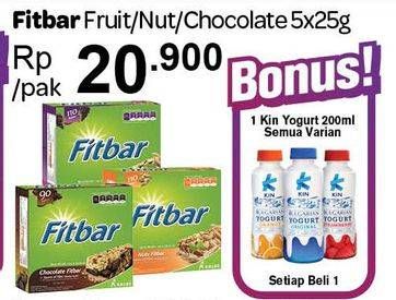 Promo Harga FITBAR Makanan Ringan Sehat Choco, Fruit, Nuts per 5 pcs 25 gr - Carrefour