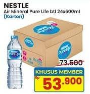 Promo Harga Nestle Pure Life Air Mineral per 24 botol 600 ml - Indomaret