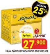 Promo Harga Equal Gold Sweetener per 50 sachet 1 gr - Superindo