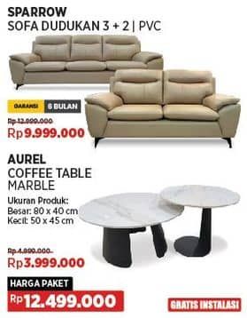 Promo Harga SPARROW Sofa 3+2 Bahan PVC + Courts Aurel Coffe Table   - COURTS