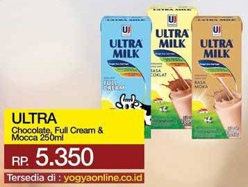 Promo Harga ULTRA MILK Susu UHT Coklat, Full Cream, Moka 250 ml - Yogya
