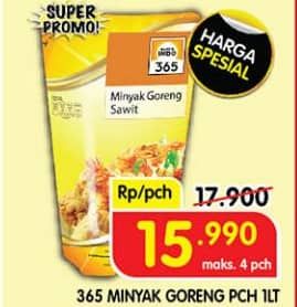 Promo Harga 365 Minyak Goreng 1000 ml - Superindo