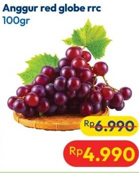 Promo Harga Anggur Red Globe RRC per 100 gr - Hypermart