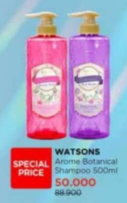 Watsons Arome Botanical Shampoo 500 ml Diskon 43%, Harga Promo Rp50.000, Harga Normal Rp88.900