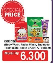 Promo Harga DEE DEE Body Wash, Facial Wash, Shampoo, Toothpaste, Tooth Brush All Variant  - Hypermart