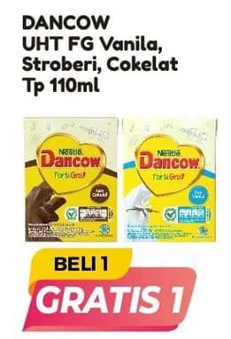 Promo Harga Dancow Fortigro UHT Vanilla, Stroberi, Cokelat 110 ml - Alfamart