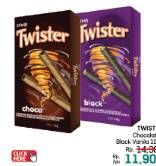 Promo Harga Delfi Twister Wafer Stick Black Vanilla, Choco 140 gr - LotteMart