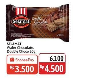 Promo Harga Selamat Wafer Chocolate, Double Chocolate 60 gr - Alfamidi