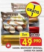 Promo Harga HANZEL Bratwurst Original, Cheese per 2 pouch 360 gr - Superindo
