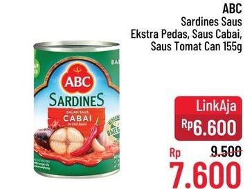 Promo Harga ABC Sardines Saus Ekstra Pedas, Saus Cabai, Tomat 155 gr - Alfamidi
