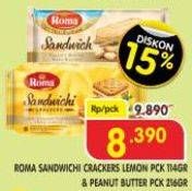 Promo Harga Roma Sandwich Peanut Butter, Lemon 114 gr - Superindo